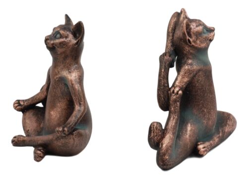 Ebros Stretching Yoga Cats Statue Set of 2 Zen Cats in Lotus Meditation and King Pigeon Poses