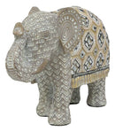 Ebros Large Gold Accent Mosaic Design Noble Elephant With Trunk Up Statue 9"L
