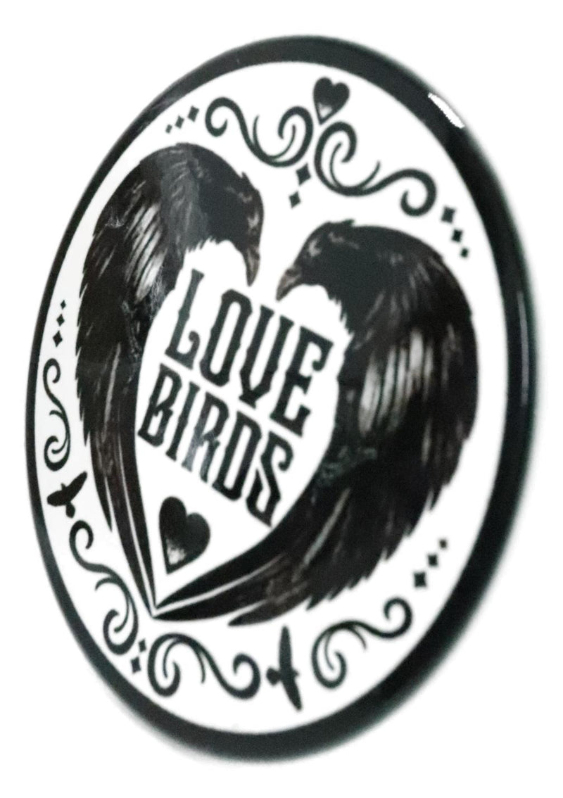 Poe's Raven Heart Love Birds Ceramic Coaster Set of 4 Tiles With Cork Backing