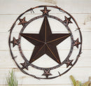 16"D Western Lone Star With Mini Stars Barbed Wire Metal Circle Wall Plaque