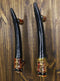 Set of 2 Rustic Western Buffalo Bison Ox Cattle Horns Barn Door Bar Pull Handles