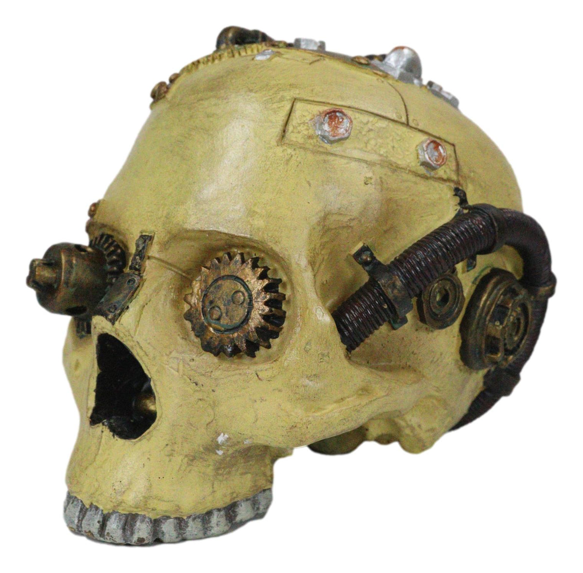 Ebros Steampunk Design Human Skull Statue Sci-Fi 7.5"L Figurine
