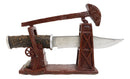 Vintage Rustic Pumpjack Oil Derrick Rig Display With Decorative Dagger Knife Set