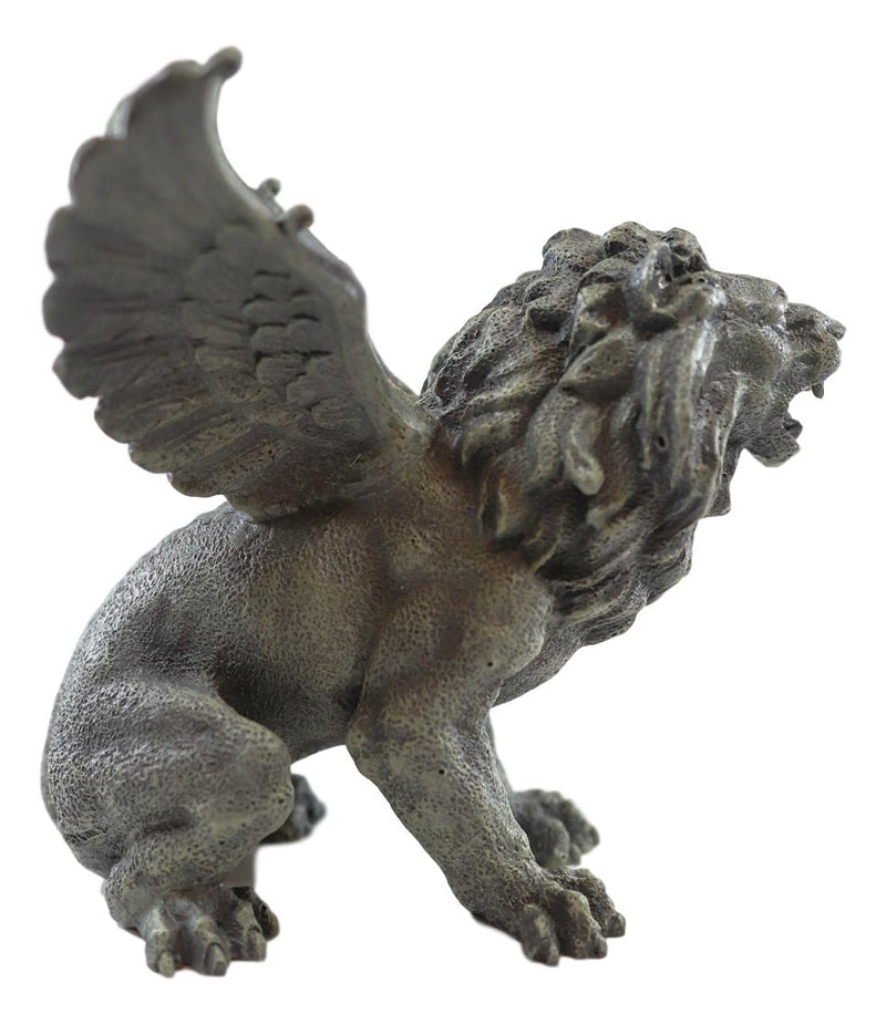 Ebros Gothic Winged Aslan Roaring Lion Battle War Cry Gargoyle Figurine 7"H
