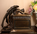 Ebros Bronzed Weeping Angel Holding Wreath Jewelry Box Small Urn Figurine 6"Long