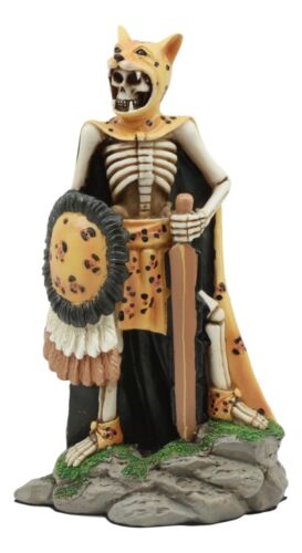 Ebros Day Of The Dead Aztec Elite Jaguar Warrior Statue 6.75"Tall Mesoamerica Tezcatlipoca God Jaguar Warrior Skeleton Knight Figurine