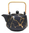 Black Faux Marble With Gold Veins Ceramic Tea Pot And Cups With Tray Set For 4