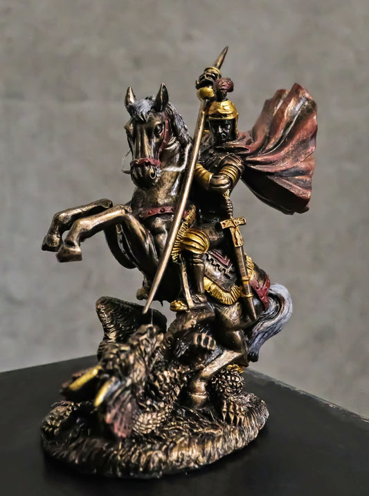 Ebros Saint George The Dragon Slayer Statue 4.75" Tall Christian Crusader Knight - Ebros Gift