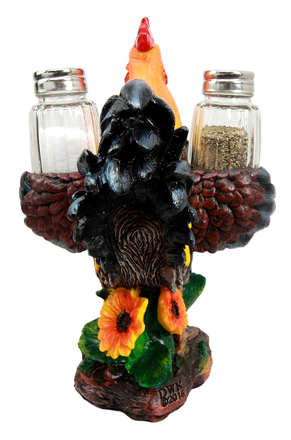 Farm Barnyard Rooster Salt Pepper Shakers Holder Figurine Spice To Crow About