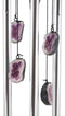 Medieval Purple Dragon Guarding Topaz Crystal Geode Rock Figurine Wind Chime