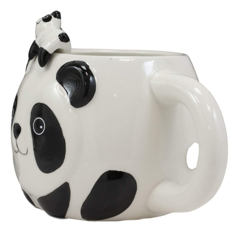 Ebros Giant Panda Bear Ceramic Coffee Mug With Sleeping Cub Latch On Spoon Set