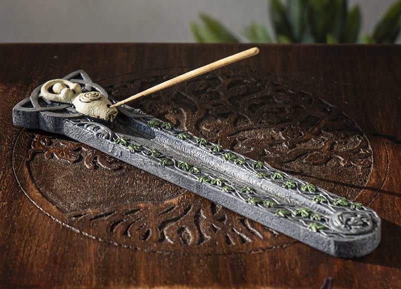 Wiccan Shaman Feminine Spiral Goddess Celtic Trinity Ivy Leaves Incense Burner