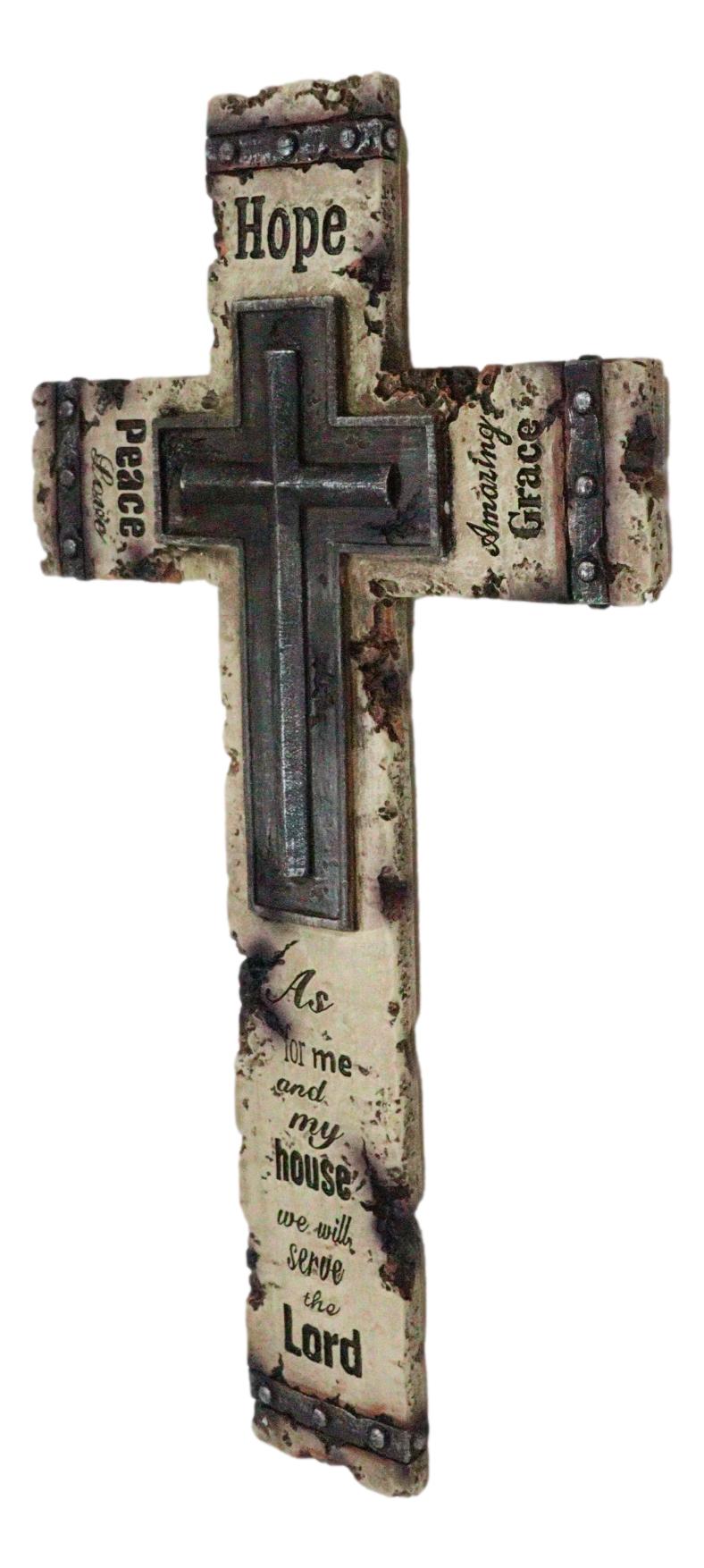 Rustic Western Christian Love Hope Peace Amazing Grace Bible Verse Wall Cross - Ebros Gift