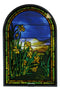 Louis Tiffany Daffodils Oyster Bay Stained Glass Art Panel Wall Or Desk Plaque