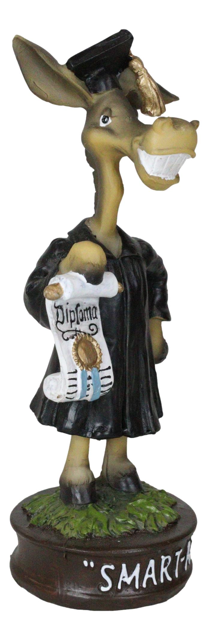 Comical Smart Ass Donkey with Diploma In Graduation Outfit Tassel Hat Figurine - Ebros Gift