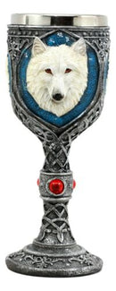 Ghost White Albino Snow Wolf Wine Goblet 7oz Direwolf Spirit Celtic Wine Chalice