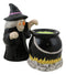 Black Potion Magic Witch And Large Cauldron Pot Hearth Salt Pepper Shakers Set