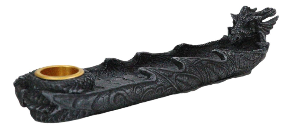 Gothic Gargoyle Dragon Head And Body Incense Burner and Taper Candle Holder