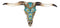 21" Rustic Southwest Steer Bull Cow Skull With Turquoise Cross Wall Decor Plaque