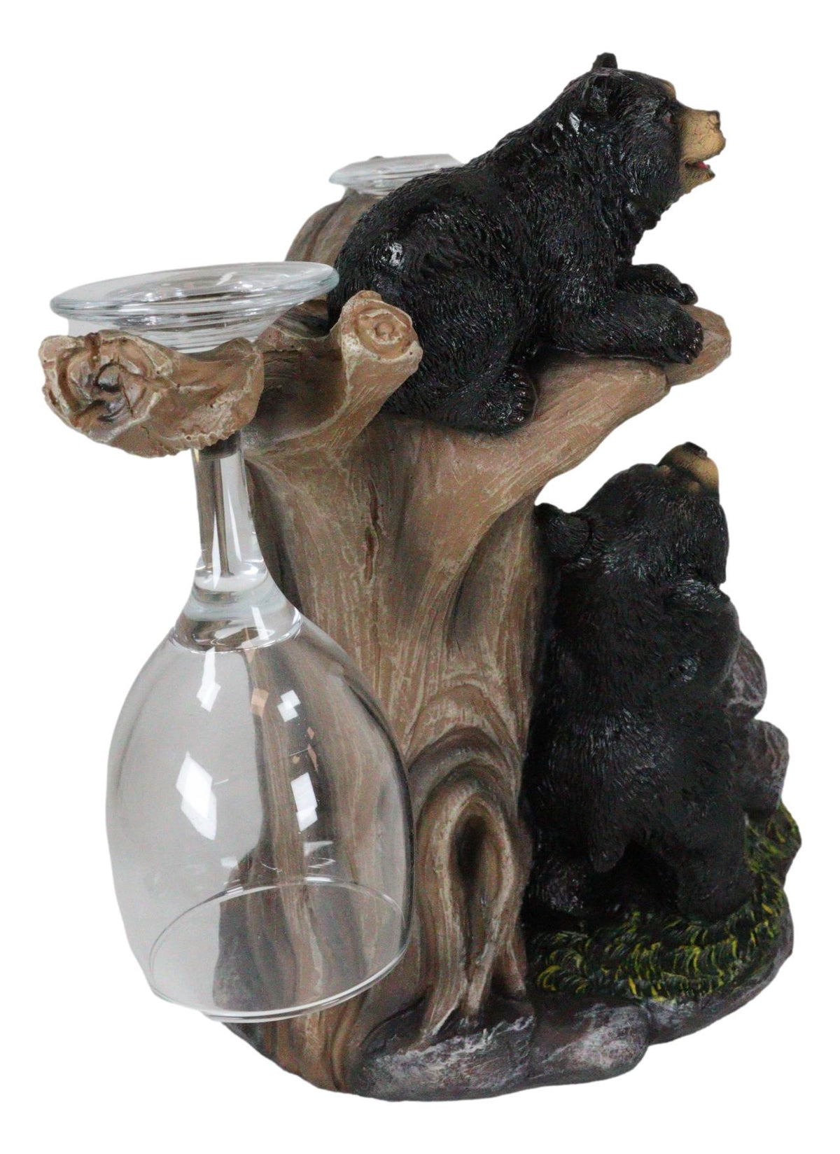 Ebros Gift 10" Tall Climbing Black Bear Liquor Wine Glasses and Bottle Valet Holder Decorative Figurine