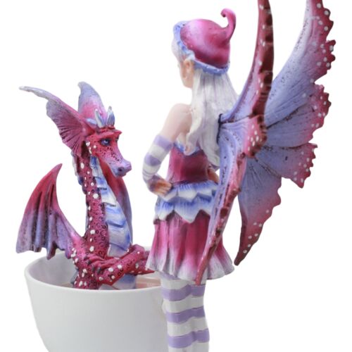 Amy Brown Angry Fairy With Purple Dragon Pet Tea Cup Statue Wake Up Dragon Fairy
