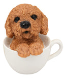 Ebros Realistic Adorable Brown Poodle Dog Teacup Statue 5.75"H