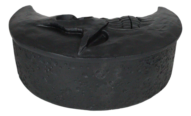 Macabre Witchcraft Gothic Black Skeletal Crescent Moon Skull Decorative Box
