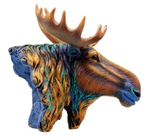 Ebros Wild & Free Colorful The Emperor Moose Bust Figurine 7.5"H Multi Color - Ebros Gift