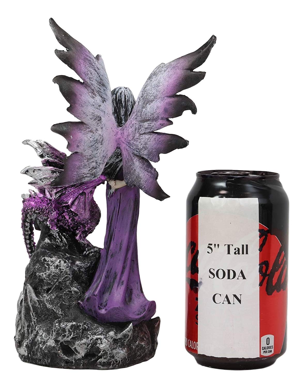 Purple Fairy With Dragon Sitting On LED Crystal Geode Night Light Statue Decor - Ebros Gift