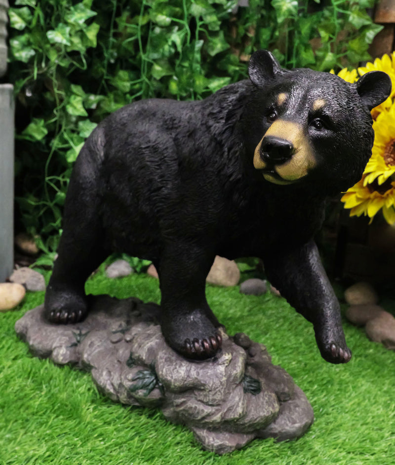 Large Realistic Strolling Black Bear Statue 16.5"L Rustic Cabin Decor Figurine