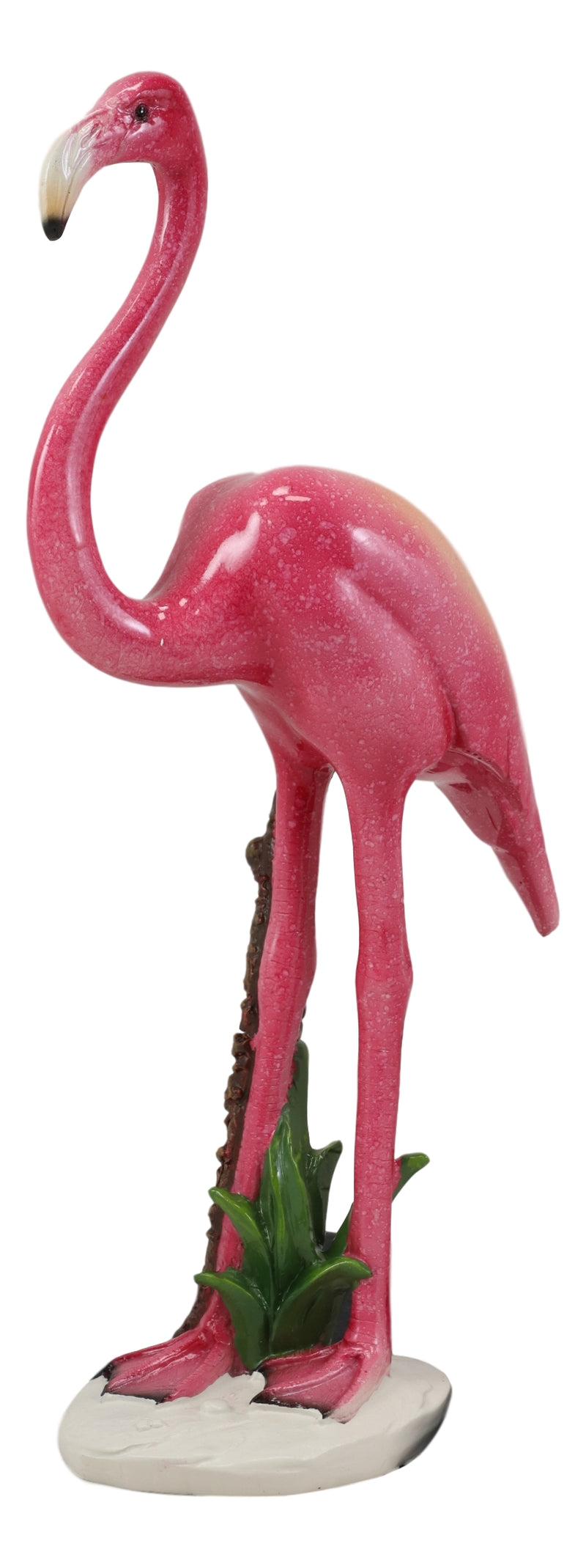 Tropical Rainforest Paradise Standing Pink Flamingo Bird Decor Statue 11.75"H