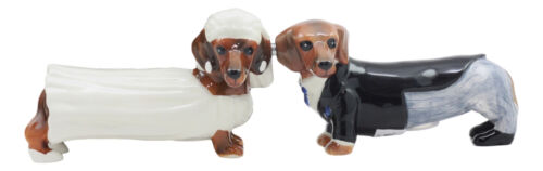 Lovely Wedding Bride and Groom Doxies Dachshunds Salt and Pepper Shaker Set