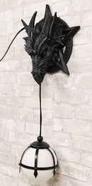 Medieval Fantasy Pentagram Dragon Sculptural Wall Lamp With Hanging Light Orb