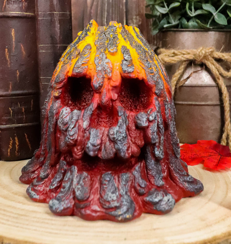 Haunted Volcano Lava Magma Fire Grinning Skull LED Night Light Lamp Figurine