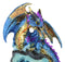 Metallic Blue Iridescent Dragon On Faux Geode Rock Quartz Crystal Cove Figurine