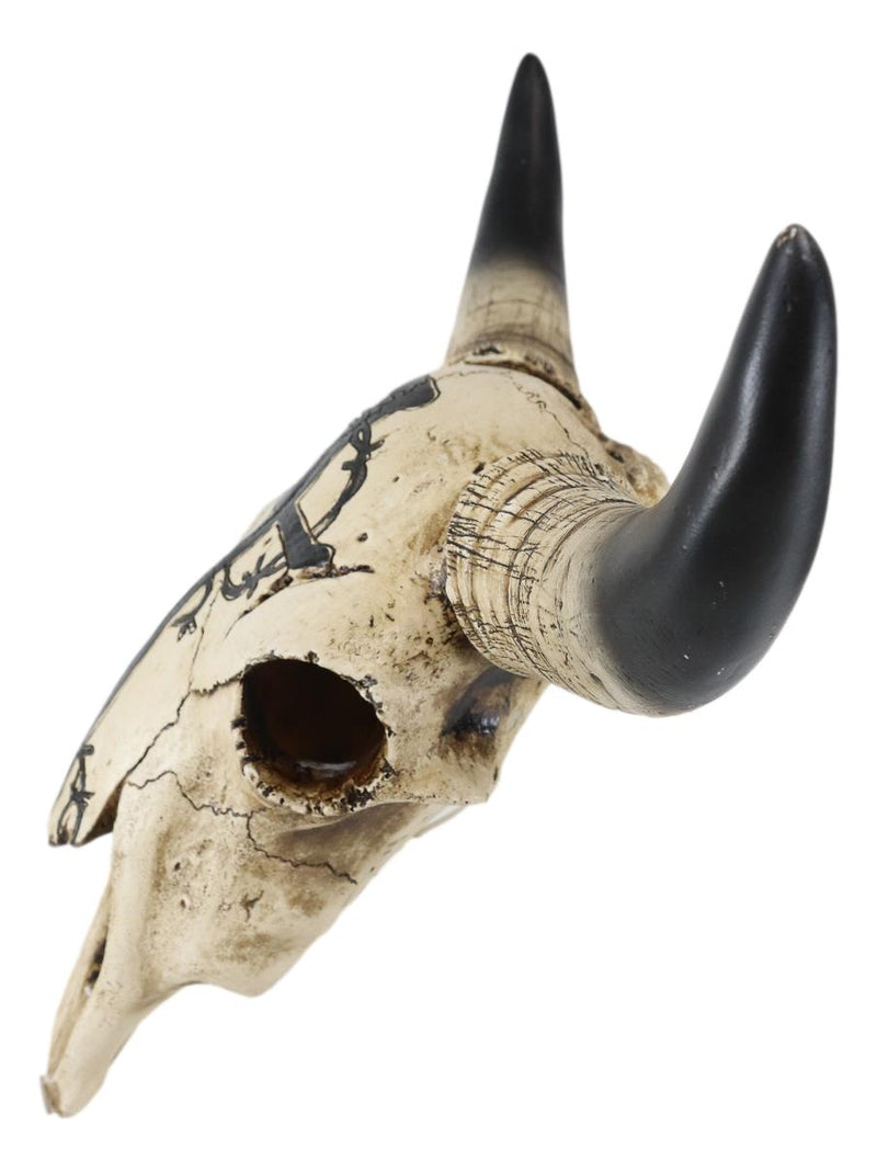 12"W Rustic Nail Spikes And Crown Of Thorns Cross Bison Bull Skull Wall Plaque