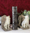 Ebros Animal Totem Spirit Howling Gray And Snow Wolves Decorative Small Bookends Figurine Set 5.5"Tall As Timberwolf or Wolf Decor For Library Book Shelves Fantasy Sculptures