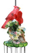 Ebros Red Crest Cardinal Birds Lovers Couple Wind Chime Patio Garden Decor 21" L