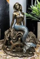 Ebros Under The Sea Mermaid Statue 5" Tall Nautical Mermaid Sitting On Oyster Shell Figurine