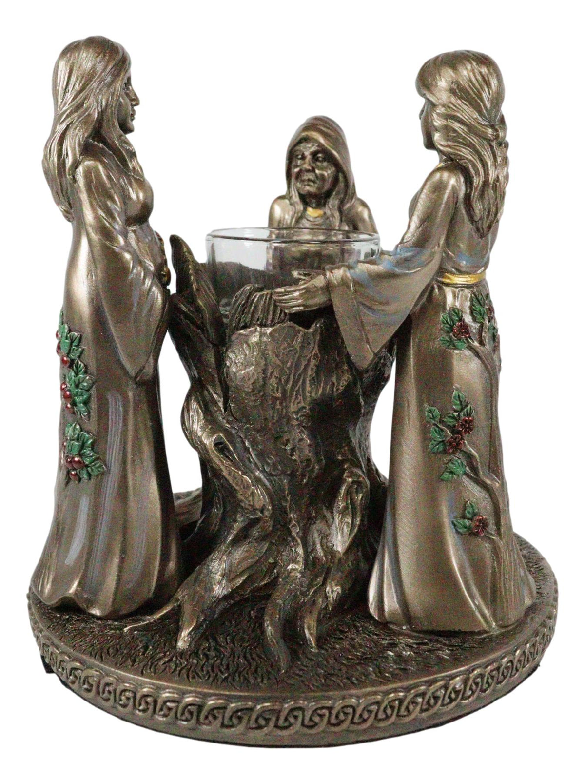 Ebros Occultic Wiccan Triple Goddess Maiden Mother Crone Votive Candle Holder Figurine