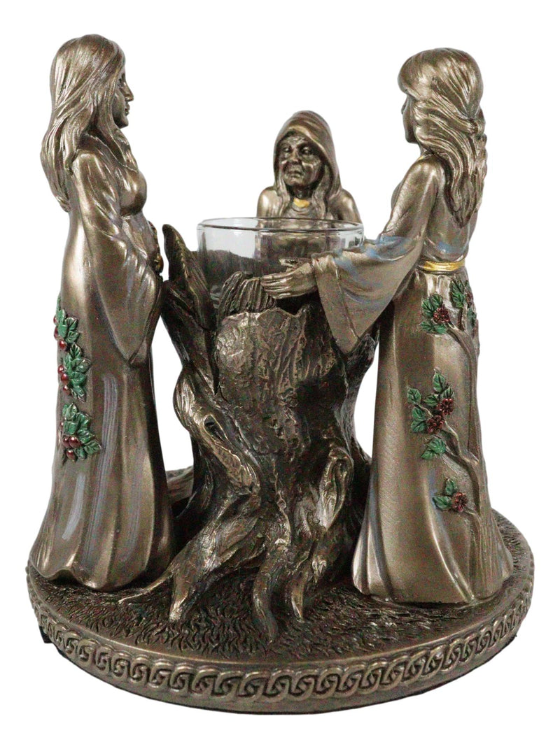 Ebros Occultic Wiccan Triple Goddess Maiden Mother Crone Votive Candle Holder Figurine