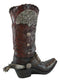Rustic Western Cowboy Boot With Floral Concho And Spur Vase Planter Figurine 13"