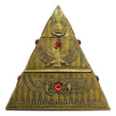 Ebros Egyptian Golden Winged Scarab Falcon Pyramid Jewelry Box Figurine 7.25"H