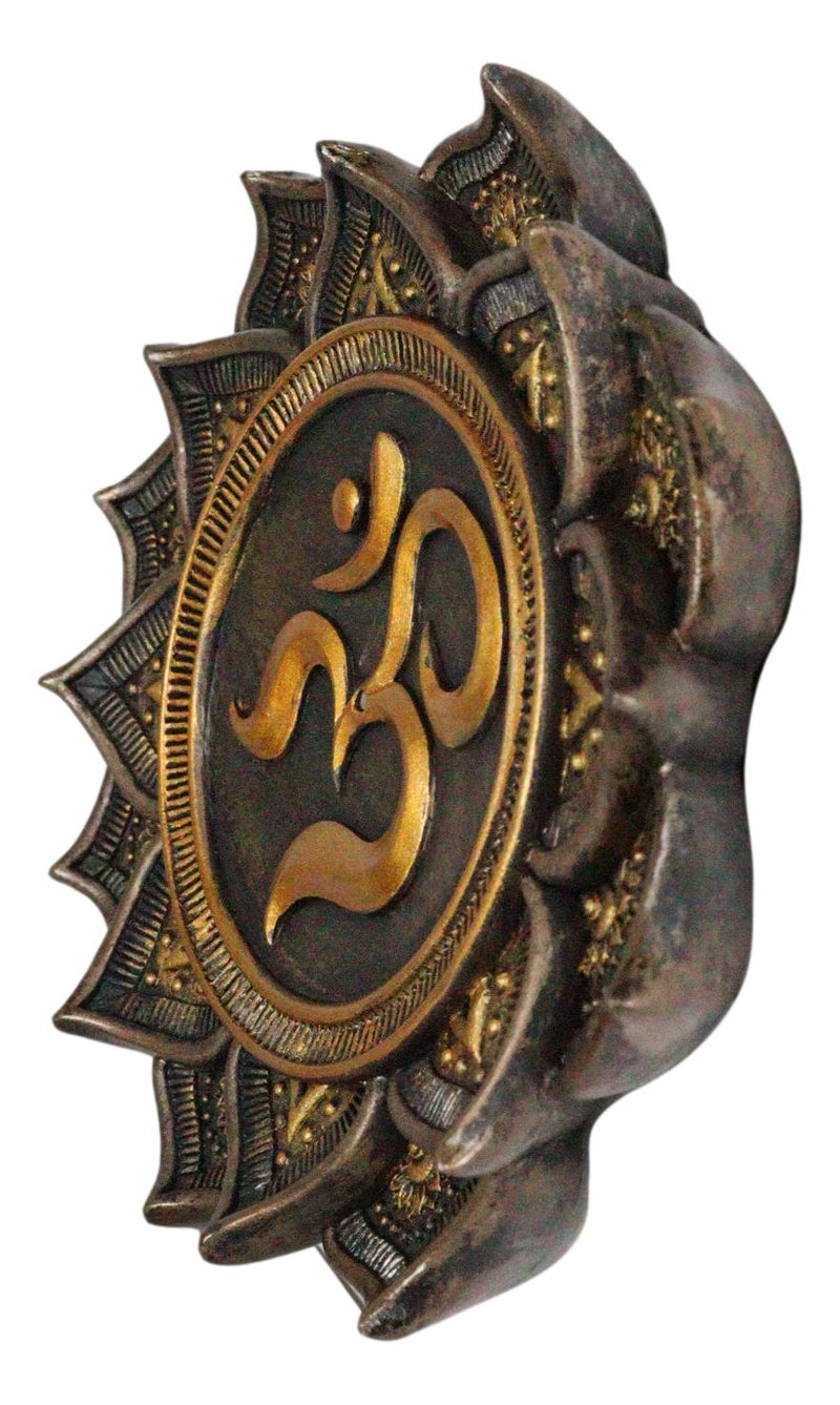 Ebros Feng Shui Zen Buddha Ohm Symbol Lotus Mandala Flower Incense Stick Burner Holder