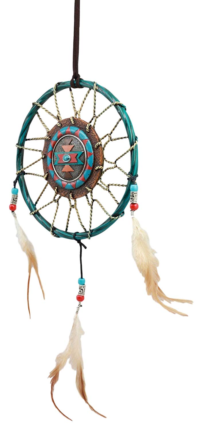 Ebros Native American Blue Sky Stone Turquoise Dreamcatcher Wall Decor 6.5" Dia