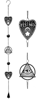 Ouija Planchette Eye Of Providence Metal Wall Hanging Mobile Wind Chime W/ Beads