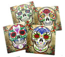 Ebros Fancy Sugar Skulls Day Of The Dead Ceramic Coaster Set of 4 Tiles