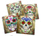 Ebros Fancy Sugar Skulls Day Of The Dead Ceramic Coaster Set of 4 Tiles