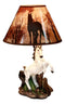 Ebros White Rearing Wild Horse Stallion Desktop Table Lamp With Nature Shade