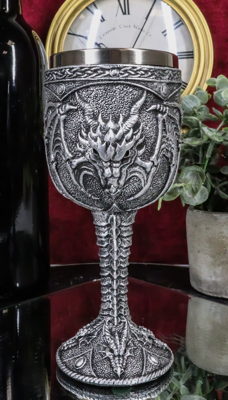 Medieval Fantasy Ridley Scorching Fire Dragon 5oz Wine Drink Goblet Chalice